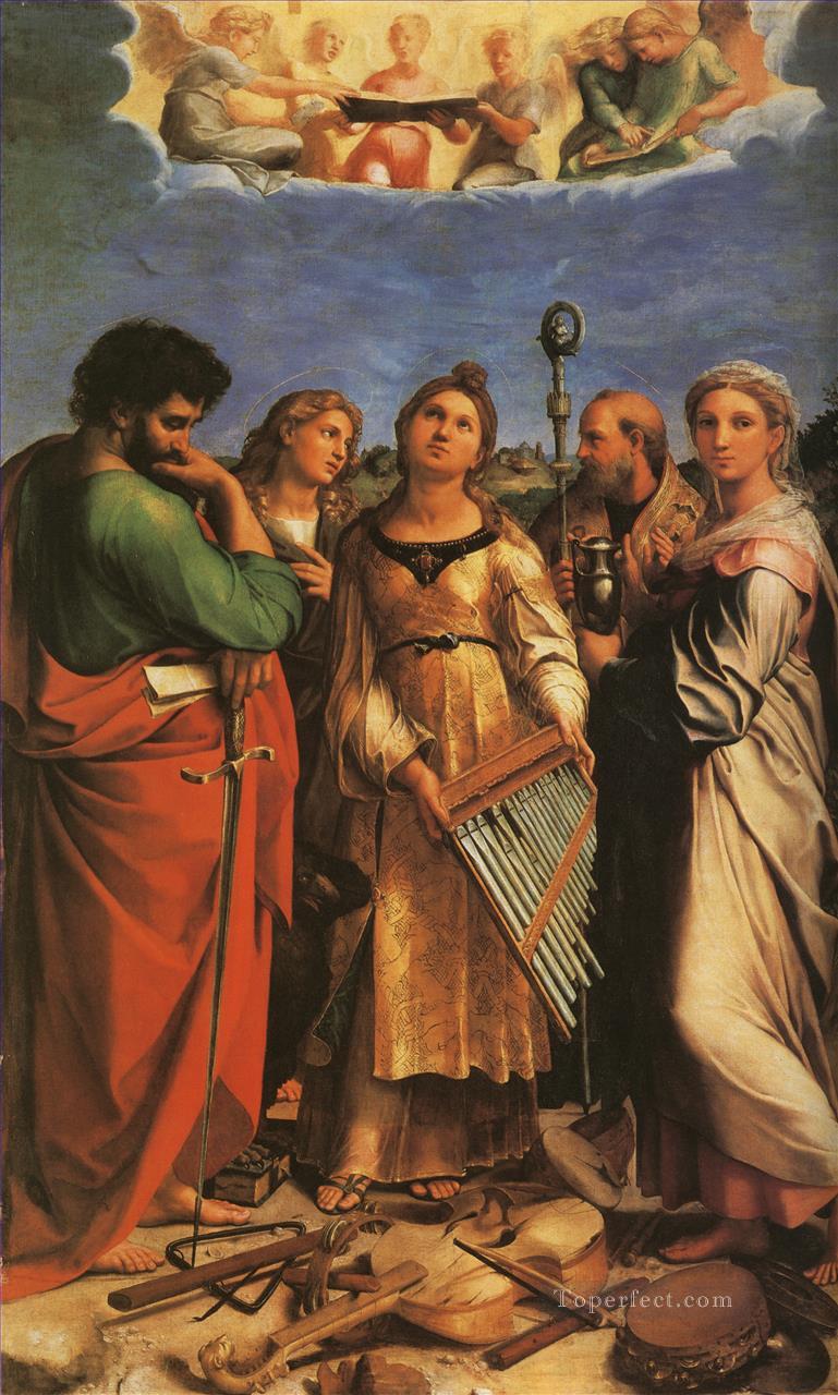 St Cecilia with Sts Paul John Evangelists Augustine and Mary Magdalene master Raphael Oil Paintings